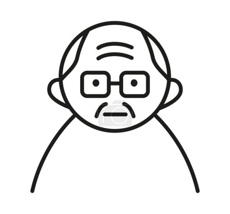 Ilustración de Las personas mayores avatar icono en estilo de línea. Logo del abuelo. Cuidados de ancianos. Icono senior para web, aplicaciones. - Imagen libre de derechos