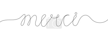 Merci as continuous line drawing style. Calligraphic inscription of on white background. Thank you in French. Clients evaluate the service, give rate