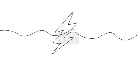 Lightning in continuous line drawing style. Emergency message with linear style. Thunderstorm, terrible weather concept. Line art of lightning icon.