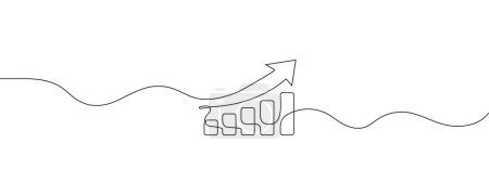 Dynamic continuous line drawing of a growing graph, depicting success and growth in business. This line art business chart icon is perfect for illustrating financial concepts, investment strategies