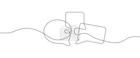 Elegant one line drawing of a speech bubble vector icon. Perfect for communication, chat messenger, and online conversation concepts. Minimalistic and modern linear design element suitable for various