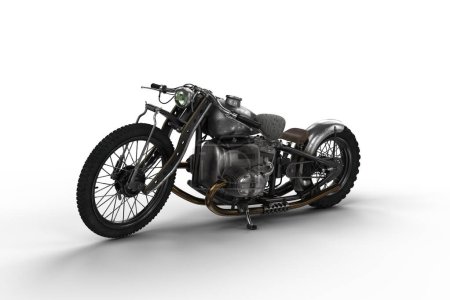 Photo for Vintage hardtail motorcycle. Isolated 3D illustration. - Royalty Free Image