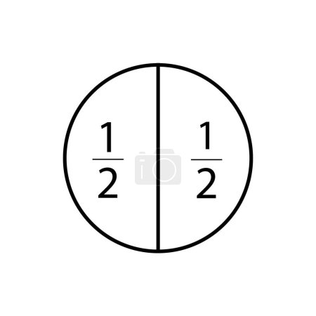 Fraction one half in a circle sign