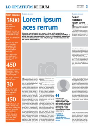 Illustration for Paper newspaper design template with article, news and blue headline - Royalty Free Image