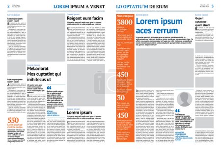 Illustration for Paper newspaper design template with article, news and blue headline - Royalty Free Image