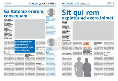 Illustration for Newspaper design template with blue headline - Royalty Free Image