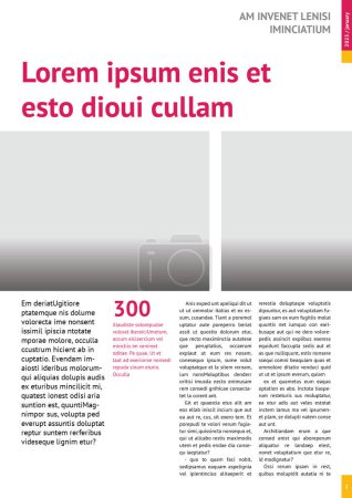 Illustration for Magazine mockup, annual report mockup with pink headers, four-column layout, A4, 8x11 in - Royalty Free Image