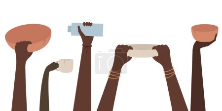 Illustration for Starving people. Poverty stricken starving famine hands. Illustration of Starving People Asking for Food - Royalty Free Image