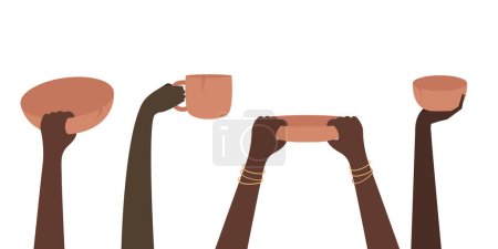 Illustration for Starving people. Poverty stricken starving famine hands. Illustration of Starving People Asking for Food - Royalty Free Image