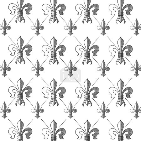 Ilustración de Fondo de patrón sin costuras con símbolos de flores lys Ilustración vectorial - Imagen libre de derechos