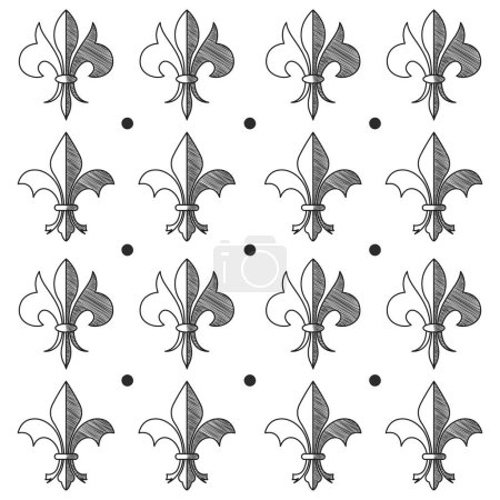 Ilustración de Fondo de patrón sin costuras con símbolos de flores lys Ilustración vectorial - Imagen libre de derechos