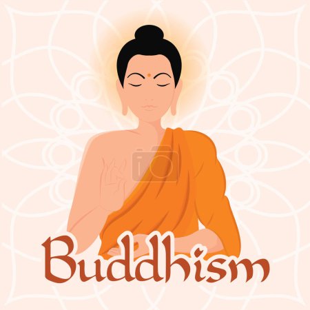Téléchargez les illustrations : Bouddha isolé personnage mignon concept bouddhisme Illustration vectorielle - en licence libre de droit