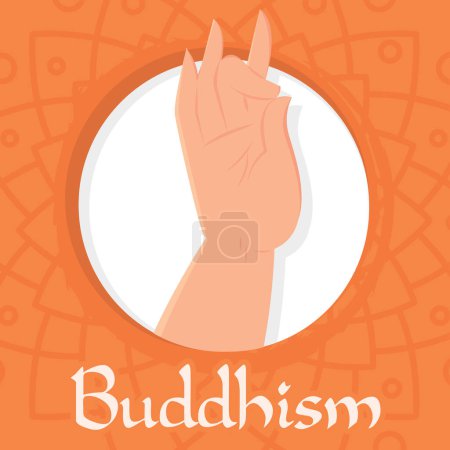 Téléchargez les illustrations : Main isolée faisant un geste de prière concept bouddhisme Illustration vectorielle - en licence libre de droit