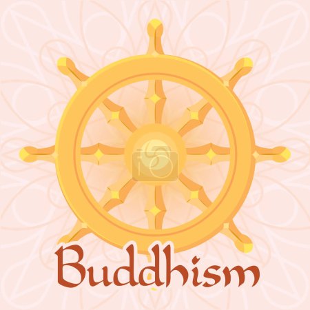 Téléchargez les illustrations : Isolé roue de navire Bouddhisme concept de symbole Illustration vectorielle - en licence libre de droit