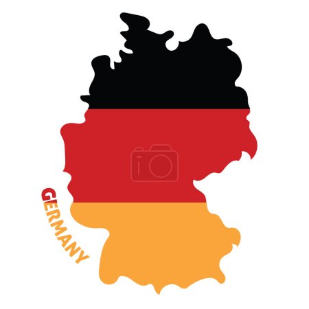 Téléchargez les illustrations : Carte isolée colorée de l'Allemagne avec son drapeau Illustration vectorielle - en licence libre de droit