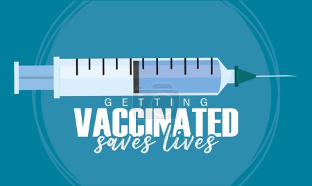 Téléchargez les illustrations : Affiche Les vaccins isolés en seringue sauvent des vies Illustration vectorielle - en licence libre de droit