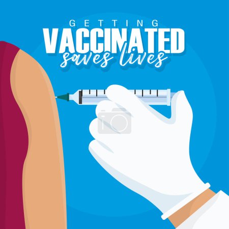 Téléchargez les illustrations : Main avec seringue application d'un vaccin Vaccin sauver des vies Illustration vectorielle - en licence libre de droit