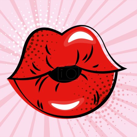 Isolated sensual lips on a comic page Vector illustration