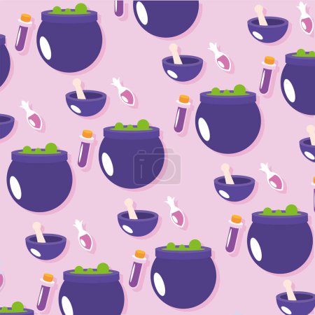 Seamless pattern background with magic icons Vector illustration