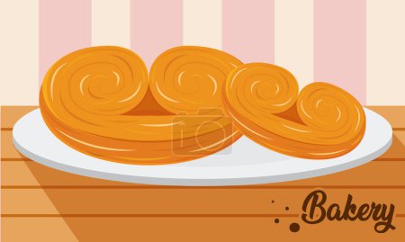 Illustration for Isolated butter palmier french bakery product on a table Vector illustration - Royalty Free Image