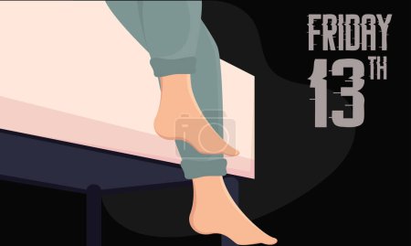 Illustration for Waking up with left foot Friday 13th poster Vector illustration - Royalty Free Image