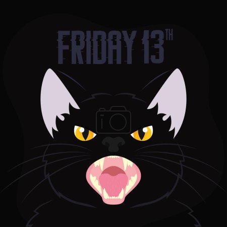 Illustration for Friday 13th poster with black cat Vector illustration - Royalty Free Image