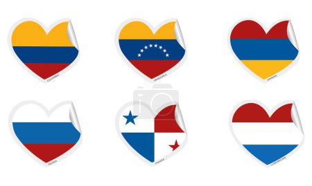 Ilustración de Conjunto de formas de corazón con diferentes banderas Ilustración vectorial - Imagen libre de derechos