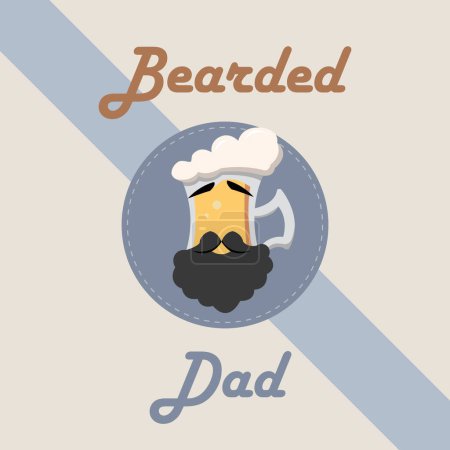 Téléchargez les illustrations : Caractère de bière hipster avec moustache Modèle de fête des pères Illustration vectorielle - en licence libre de droit