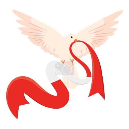 Peace dove character with flag Vector illustration