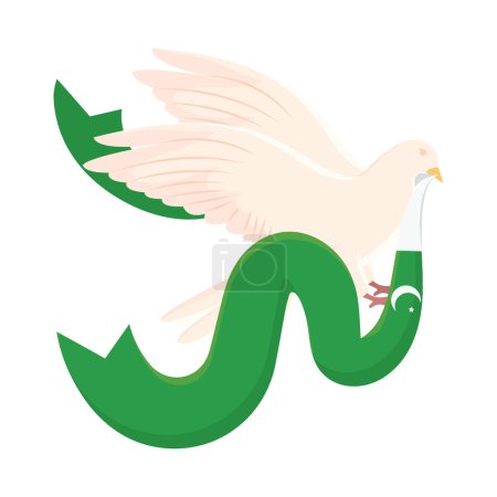 Peace dove character with flag Vector illustration