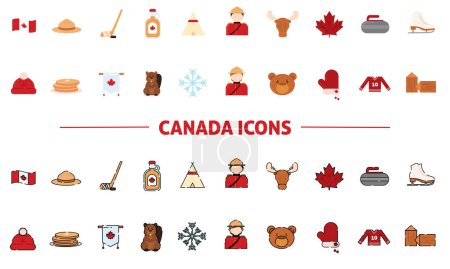 Set farbiger Canada-Symbole Vektor-Illustration