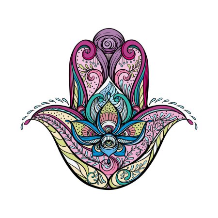 Illustration for Decorative hamsa hand. Vector illustration. - Royalty Free Image