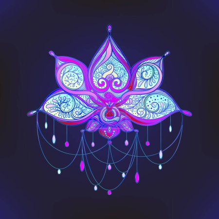 Ilustración de Flor decorativa de loto, yoga y símbolo ayurveda. Ilustración vectorial. - Imagen libre de derechos