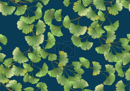 Illustration for Ginkgo biloba leaves. Seamless pattern, background. Vector illustration. In botanical style - Royalty Free Image