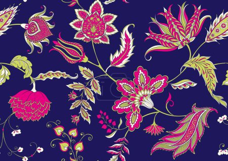 Illustration for Traditional eastern classical luxury old fashioned floral ornament. Seamless pattern, background. Vector illustration. - Royalty Free Image