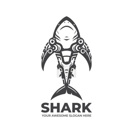Futuristisches Shark-Logo im monochromen Design