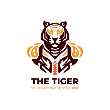 Diseño futurista del logotipo del tigre del monograma