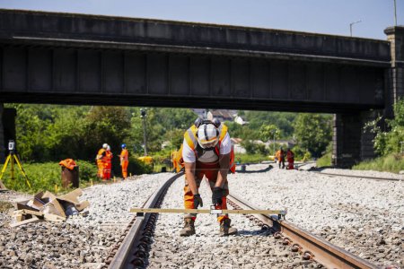 Téléchargez les photos : Construction d'un chemin de fer sur place au Royaume-Uni - en image libre de droit