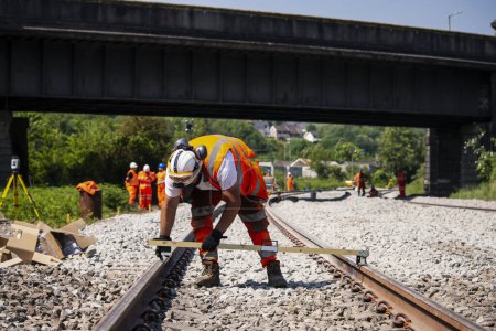 Téléchargez les photos : Construction d'un chemin de fer sur place au Royaume-Uni - en image libre de droit