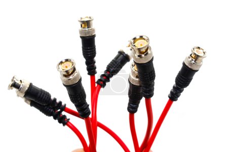 Photo for CCTV cable BNC Connector with Copper Cable isolated on white background - Royalty Free Image