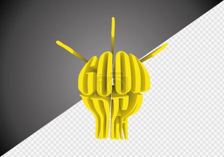 Illustration for Good idea lettering in light bulb shape for poster or banner. 3D Design element. solated background - Royalty Free Image