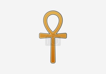 Golden ankh egyptian cross. Vector illustration. Antique ankh egyptian religious symbol