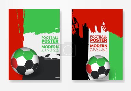 Illustration for Vector Arab Emirates football poster template, with soccer ball, brush textures, and place for your texts. - Royalty Free Image