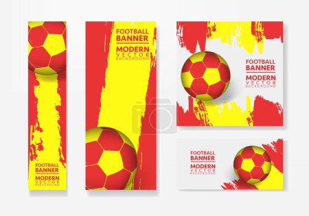 Illustration for Spain football team with flag background vector design. Soccer championship concept with football ball illustration template. football banner design. - Royalty Free Image