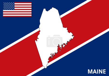 Illustration for Maine - USA, United States of America Map vector template.  white color map on flag background for design, infographic - Vector illustration eps 10 - Royalty Free Image