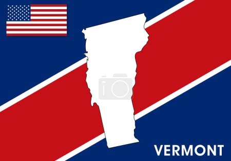 Ilustración de Vermont - EE.UU., Estados Unidos de América Plantilla vectorial Mapa. mapa de color blanco en el fondo de la bandera para el diseño, infografía - Vector ilustración eps 10 - Imagen libre de derechos