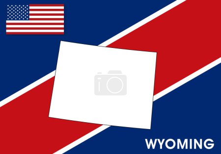 Ilustración de Wyoming - EE.UU., Estados Unidos de América Plantilla vectorial Mapa. mapa de color blanco en el fondo de la bandera para el diseño, infografía - Vector ilustración eps 10 - Imagen libre de derechos