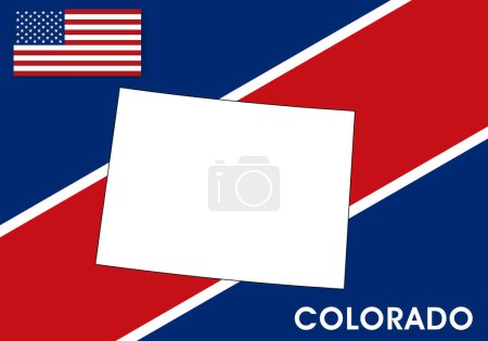 Téléchargez les illustrations : Colorado - États-Unis, États-Unis d'Amérique Modèle vectoriel de carte. carte en couleur blanche sur fond de drapeau pour la conception, infographie - Illustration vectorielle eps 10 - en licence libre de droit