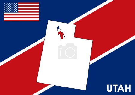 Ilustración de Utah - EE.UU., Estados Unidos de América Plantilla vectorial Mapa. mapa de color blanco en el fondo de la bandera para el diseño, infografía - Vector ilustración eps 10 - Imagen libre de derechos