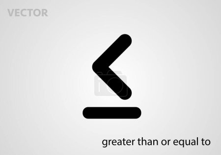 Mathematical symbol icon grather than or equal to, vector illustration